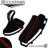 RED LUX-STITCH SUEDE AUTO DCT GEAR HANDBRAKE + FRAMES FOR BMW E90 E92 E93