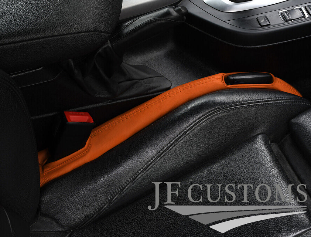 ORANGE ITALIAN LEATHER 2X CAR KEY HOLDER PROTECTOR FITS FIAT 124 SPIDER 16-20