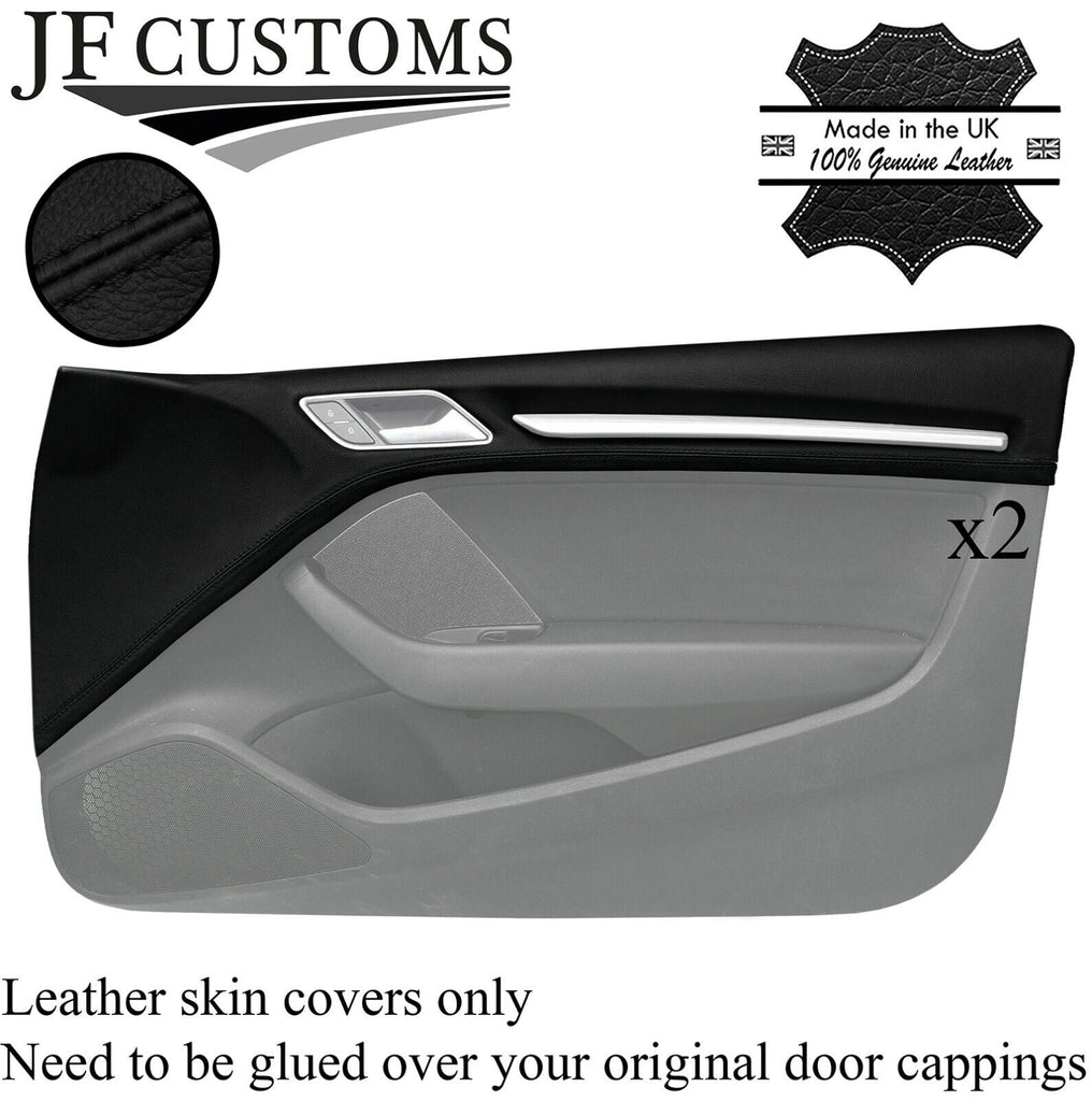 BLACK STITCH LEATHER 2X TOP DOOR CAPPINGS COVERS FOR AUDI A3 8V 13-20 3DR