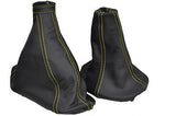 FITS FIAT STILO GEAR + HANDBRAKE GAITER YELLOW STITCH 01-07 CUSTOM NEW