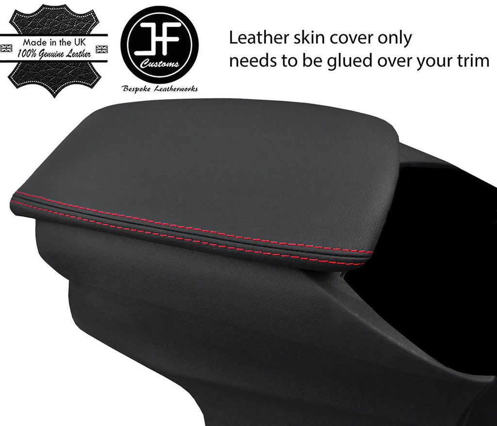 RED STITCHING REAL LEATHER ARMREST LID COVER FITS CITROEN DS5 2011-2017
