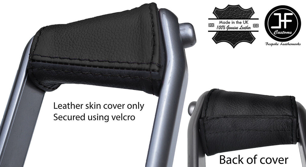 BLACK & BLACK LEATHER HANDBRAKE HANDLE COVER FOR RENAULT MEGANE 02-08 STYLE 2