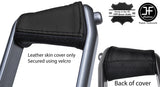 BLACK & BLACK LEATHER HANDBRAKE HANDLE COVER FOR RENAULT MEGANE 02-08 STYLE 2
