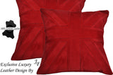 2X EXCLUSIVE LUXURY GENUINE SUEDE CUSHION DESIGN UNION JACK LARGE RED CUSTOM NEW