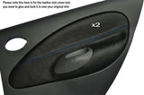BLUE STITCH 2X REAR DOOR CARD TRIM SKIN COVERS FITS FORD FIESTA MK4 MK5 95-02