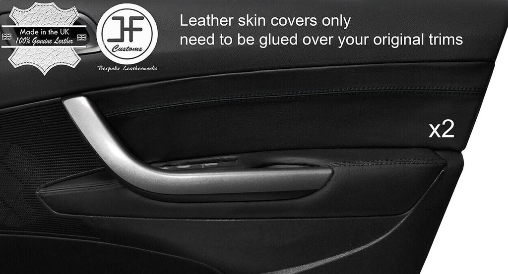 BLACK STITCH 2X FRONT DOOR CARD TRIM LEATHER COVER FOR PEUGEOT 308 07-12 5 DOOR