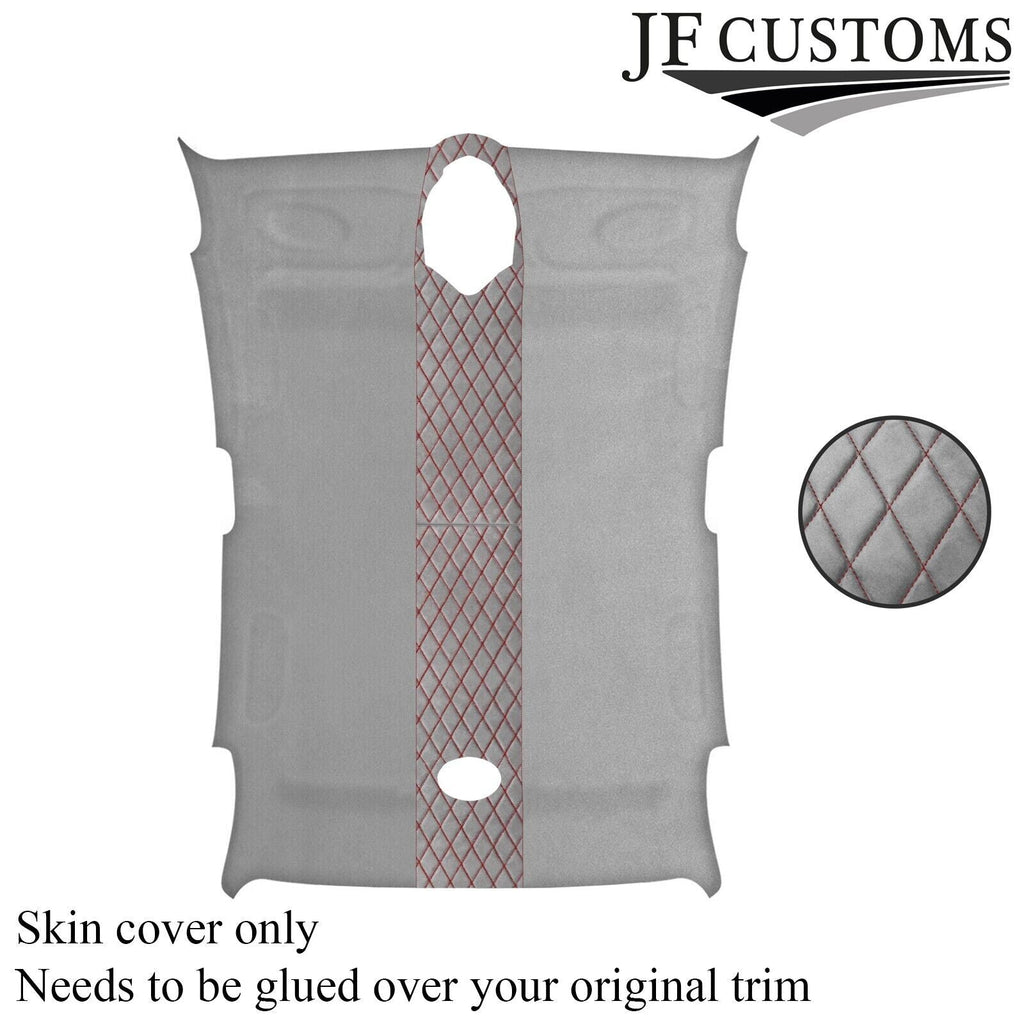DSG2 D RED DIAMOND STITCH L GREY LUXE SUEDE HEADLINER COVER FOR ROVER 75 99-05