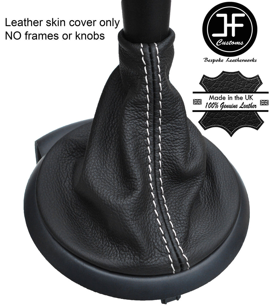 WHITE STITCH TOP GRAIN REAL LEATHER GEAR GAITER FITS PEUGEOT PARTNER 2008-2017