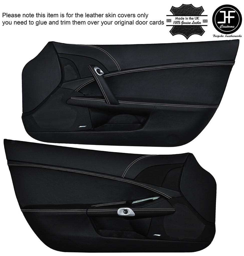WHITE STITCH FOR CHEVROLET CORVETTE C6 2005-13 CUSTOM LEATHER DOOR PANEL COVERS