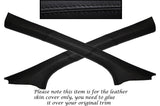 BLACK STITCH 2X A POST PILLAR LEATHER SKIN COVERS FITS PEUGEOT 308 2007-2012