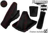 RED STITCH LEATHER GEAR HANDBRAKE + FRAMES FOR VAUXHALL ASTRA MK5 AH H 04-09