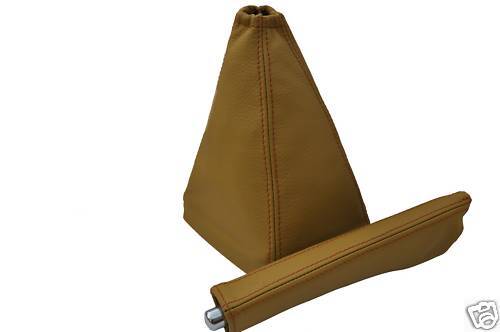 FITS PEUGEOT 306 RED ST GEAR HANDBRAKE GAITER YELLOW LEATHER CUSTOM NEW
