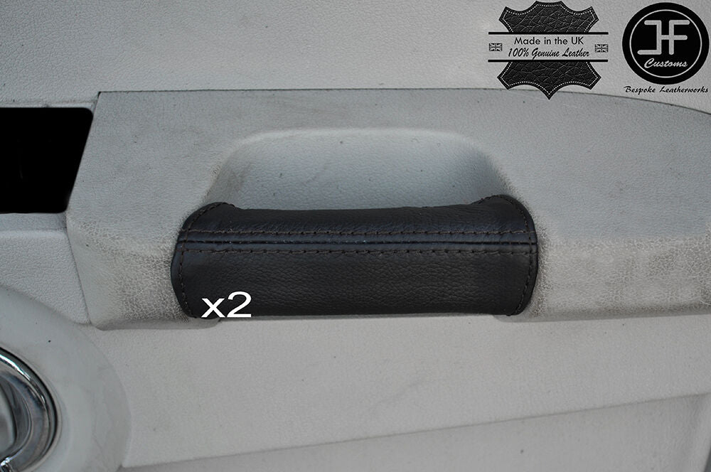 BLACK STITCH 2X FRONT DOOR HANDLE LEATHER COVERS FITS JEEP COMMANDER 2005-2010