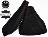RED STITCH REAL SUEDE GEAR & HANDBRAKE GAITERS  FITS TOYOTA MR2 1989-2000