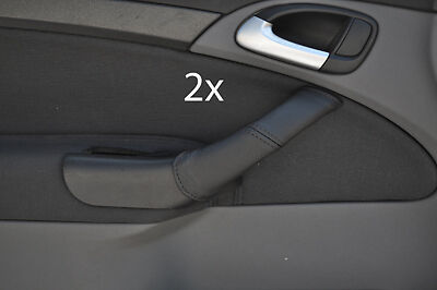 black stitch FITS SAAB  9-3 2004-2011 2X LEATHER DOOR HANDLE COVERS MADE IN UK