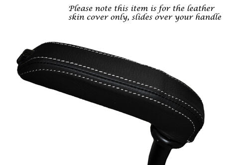 WHITE STITCH FITS PEUGEOT RCZ 2010+ CURVED HANDBRAKE HANDLE LEATHER SKIN COVER