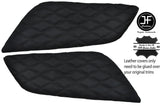 BLACK DIAMOND STITCH 2X CONSOLE KNEE PAD LEATHER COVERS FITS FORD MUSTANG 15-17