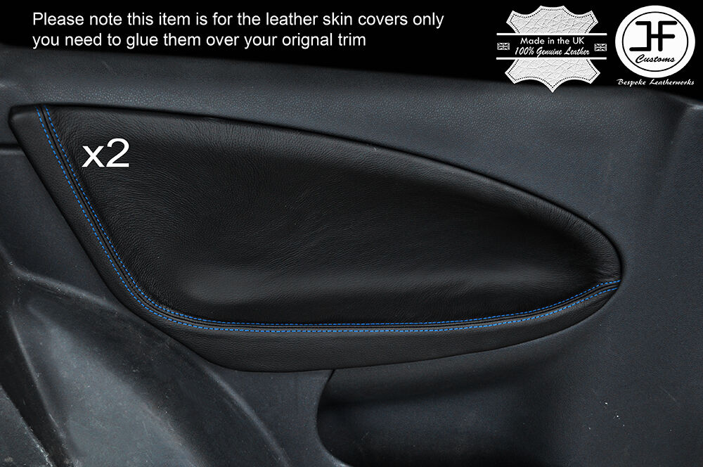 BLUE STICH 2X REAR DOOR CARD TRIM LEATHER COVER FITS MG ZR ROVER 25 99-05 3 DR