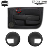 BLACK LEATHER 2X DOOR HANDLE TRIM COVERS+FRAMES FITS FIAT 500 07-16 CUSTOM NEW