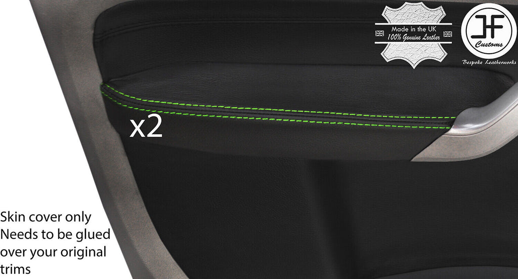 GREEN STITCH 2X FRONT DOOR ARMREST LEATHER COVERS FOR VW CADDY MK3 2005-2015