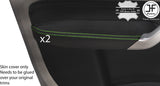 GREEN STITCH 2X FRONT DOOR ARMREST LEATHER COVERS FOR VW CADDY MK3 2005-2015