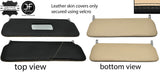 BLACK & BEIGE LEATHER 2X SUN VISORS COVERS FITS ROVER MINI CLASSIC 1990-2000