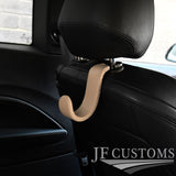 CREAM ITALIAN LEATHER PLASTIC CAR SEAT HEADREST HOOK HANGER FITS BMW E30 84-92