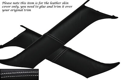 WHITE STITCH 2X WINDSCREEN PILLAR LEATHER SKIN COVER FITS SAAB 93 9-3 02-07