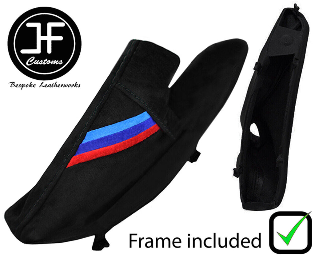 BLACK STITCH TRI STRIPE SUEDE HANDBRAKE +PLASTIC FRAME FOR BMW F30 F31 12-16