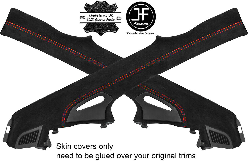 RED STITCH 2X REAR C PILLAR SUEDE COVER FOR PORSCHE CARRERA 996 COUPE 97-05