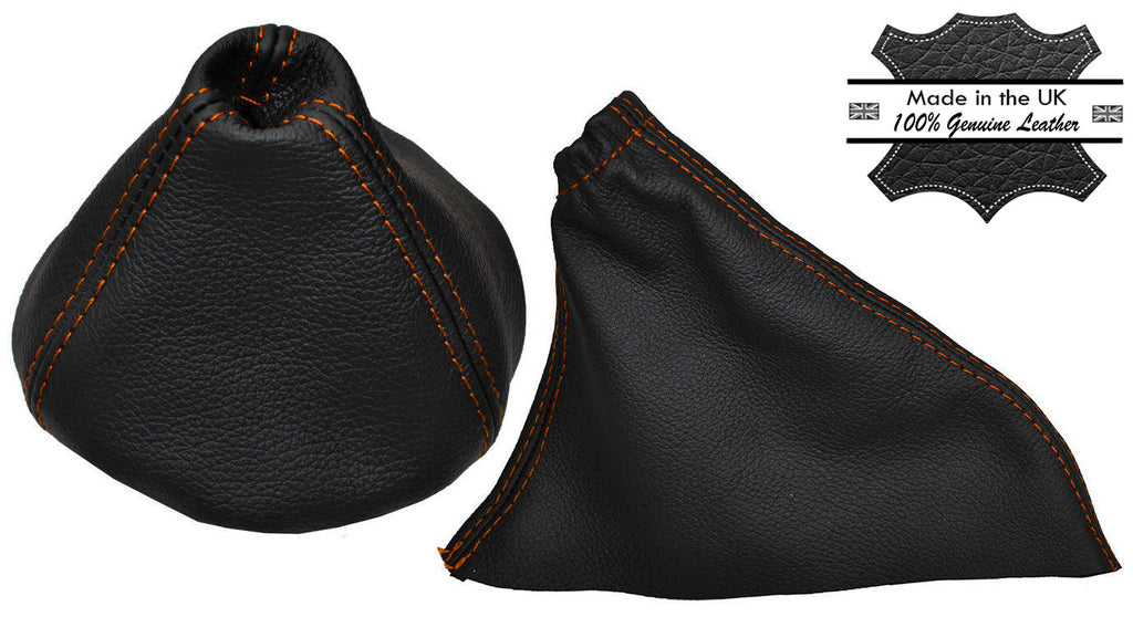 ORANGE DOUBLE STITCH FITS FIAT 500 2007-2015 GEAR HANDBRAKE GAITER LEATHER