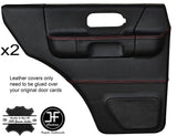 RED STITCH 2X REAR FULL DOOR CARD LTHR COVERS FITS LAND ROVER DISCOVERY 96-04