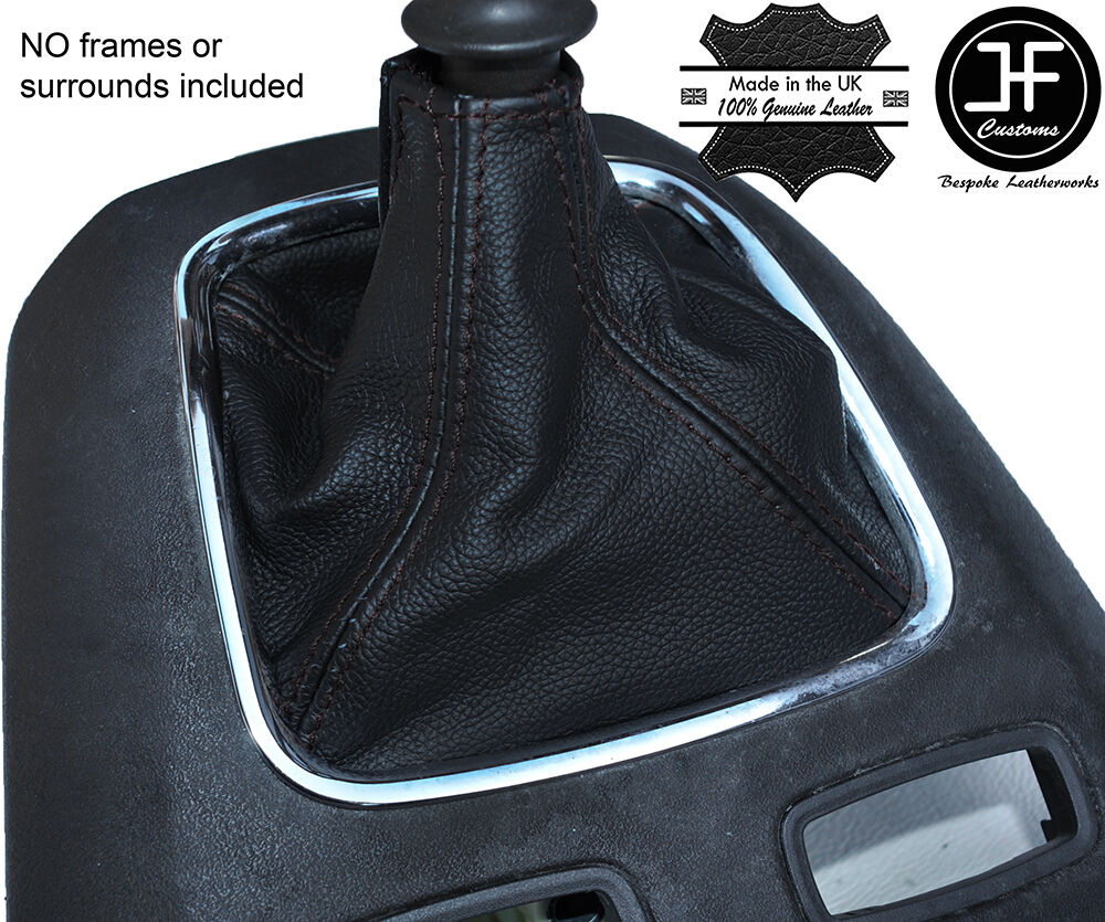 BLACK STITCHING MANUAL LEATHER GEAR GAITER FITS LANCIA MUSA 2004-2012 CUSTOM NEW