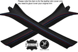 BLACK LEATHER TRI STITCH 2X A POST PILLAR COVERS FITS BMW E36 CONVERTIBLE 93-98