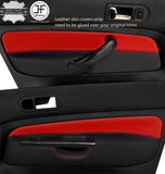 BLACK & RED 2X FRONT DOOR CARD LEATHER COVERS FOR VW GOLF MK4 98-05 3 DOOR
