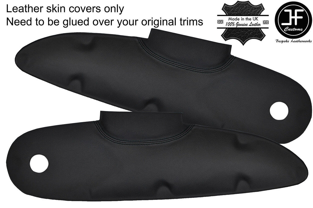 BLACK STITCH 2X DOOR CARD TRIM LEATHER COVER FOR LOTUS ELISE S1 96-01 STYLE 2