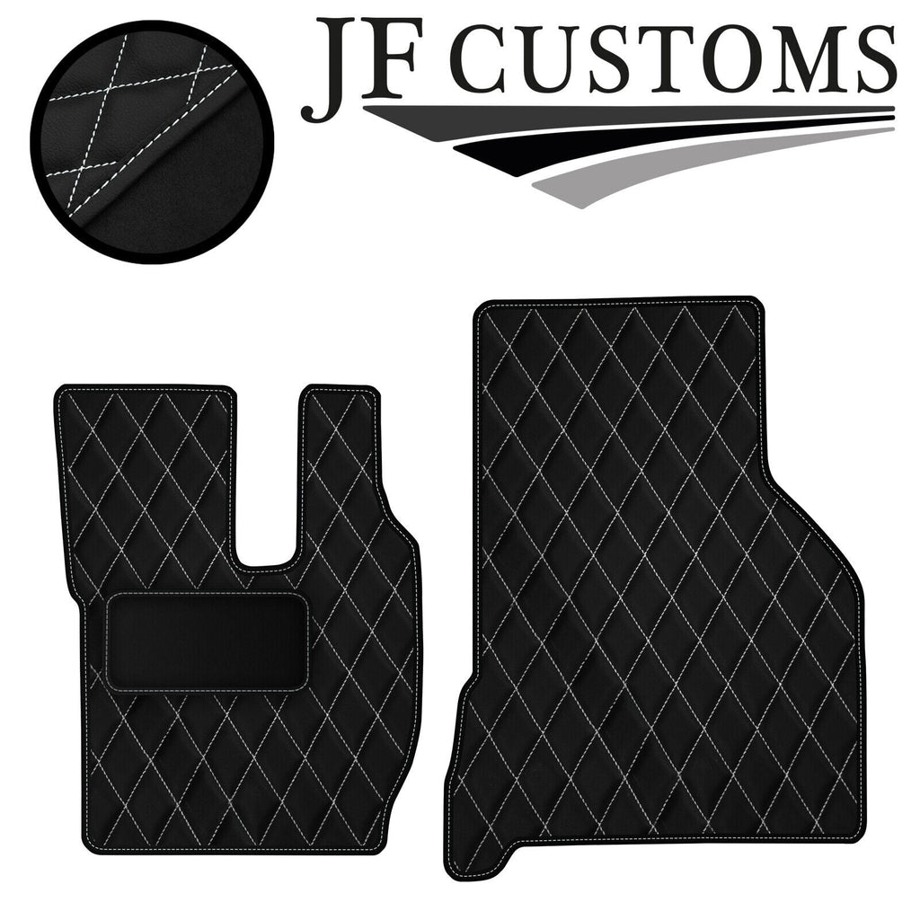 WHITE DIAMOND STITCH VINYL 4XTAILORED FLOOR CARPET FOR VOLVO FH13 12-20  JF1