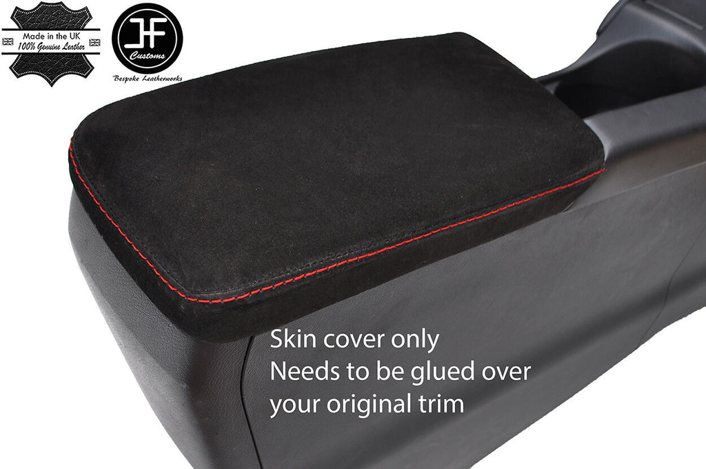 RED STITCH REAL SUEDE ARMREST COVER FITS LEXUS CT200H CT 200H 2010-2018