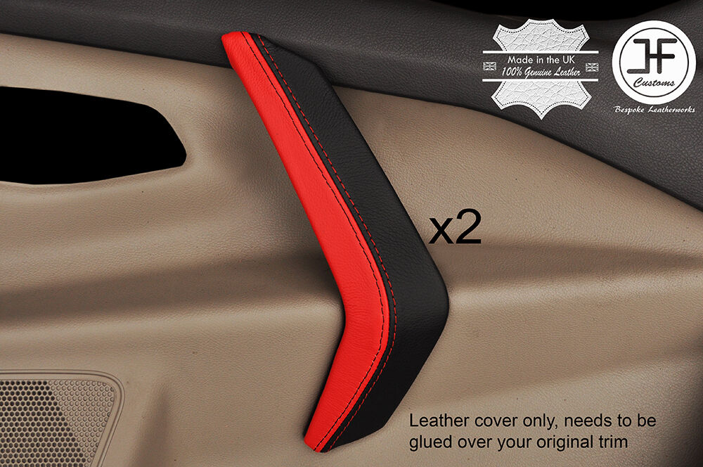 BLACK & RED 2X FRONT DOOR HANDLE SKIN COVERS FITS FORD TRANSIT CUSTOM MK8 2014+