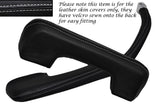 WHITE STITCH 2X FRONT DOOR HANDLE LEATHER COVERS FITS MERCEDES W123 W114 W115