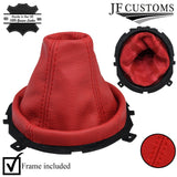 RED LEATHER GEAR GAITER+PLASTIC FRAME FOR HYUNDAI COUPE S3 SIII 06-08 CUSTOM NEW