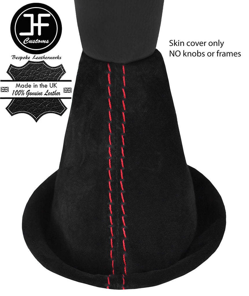 RED STITCH REAL SUEDE MANUAL GEAR GAITER FITS SMART FORFOUR 2014-2018 CUSTOM NEW