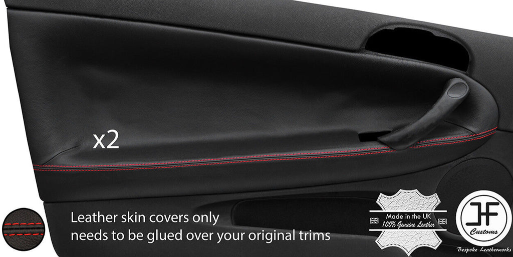 RED STITCH 2X FRONT DOOR CARD TRIM LEATHER COVERS FITS ALFA ROMEO 147 3 DOOR