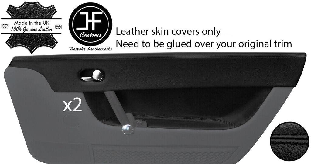 BLACK LEATHER 2X UPPER DOOR CAPPING & DOOR CARD TRIM COVERS FITS AUDI TT 98-06
