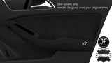 BLACK STITCH 2X FRONT DOOR HANDLE ARMREST SUEDE COVERS FOR MERCEDES GLA 14-18