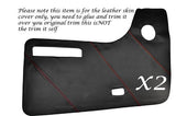 RED STITCH 2X DOOR CARDS LEATHER SKIN COVERS FITS VW T2 WESTFALIA CAMPER