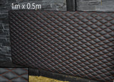 BLACK LEATHER PADDED ORANGE DIAMOND STITCH 1M X 0.5M UPHOLSTERY FURNITURE AUTO