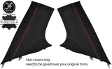 RED STITCH 2X REAR C PILLAR SUEDE COVER FOR MITSUBISHI LANCER EVO 10 X 08-16