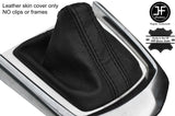BLACK & BLACK STRIPE TOP GRAIN LEATHER MANUAL GEAR GAITER FITS MAZDA 2 14-18