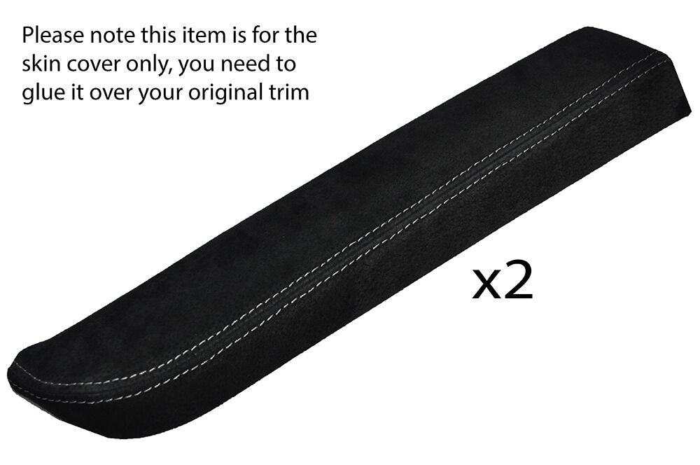WHITE STITCHING 2X DOOR ARMREST SUEDE SKIN COVERS FITS NISSAN 350Z Z33 03-06